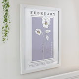 Personalised Birth Flower White Poster Frame