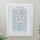 Personalised Birth Flower White Poster Frame