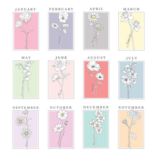 Personalised Birth Flower Oak Poster Frame