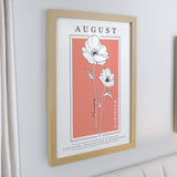 Personalised Birth Flower Oak Poster Frame