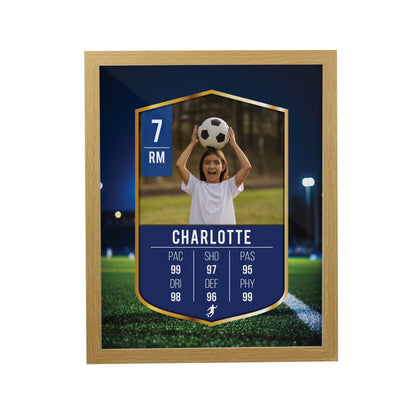 Personalised Photo Upload Football Card Football Oak Poster Frame