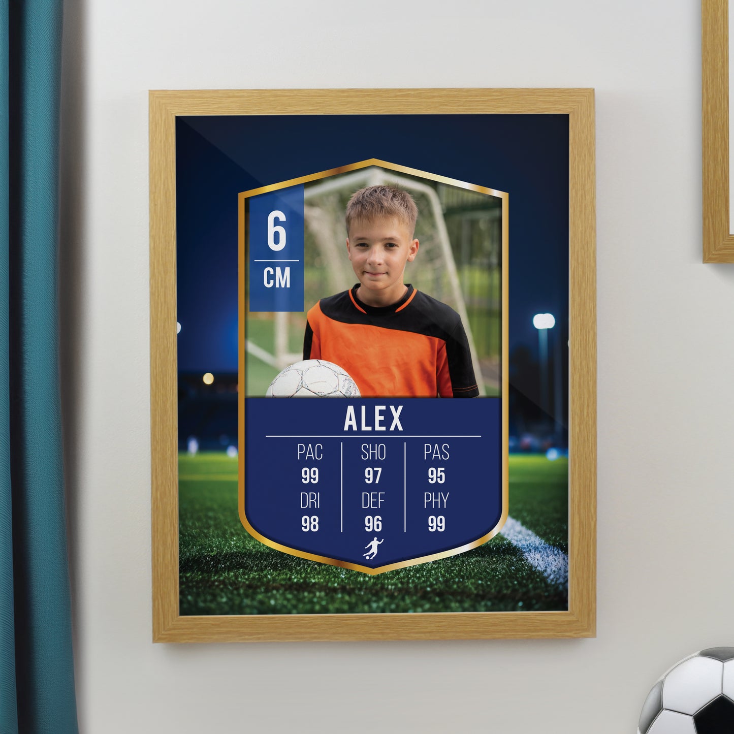 Personalised Photo Upload Football Card Football Oak Poster Frame