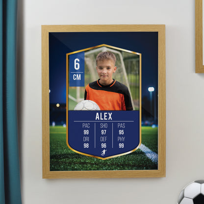 Personalised Photo Upload Football Card Football Oak Poster Frame