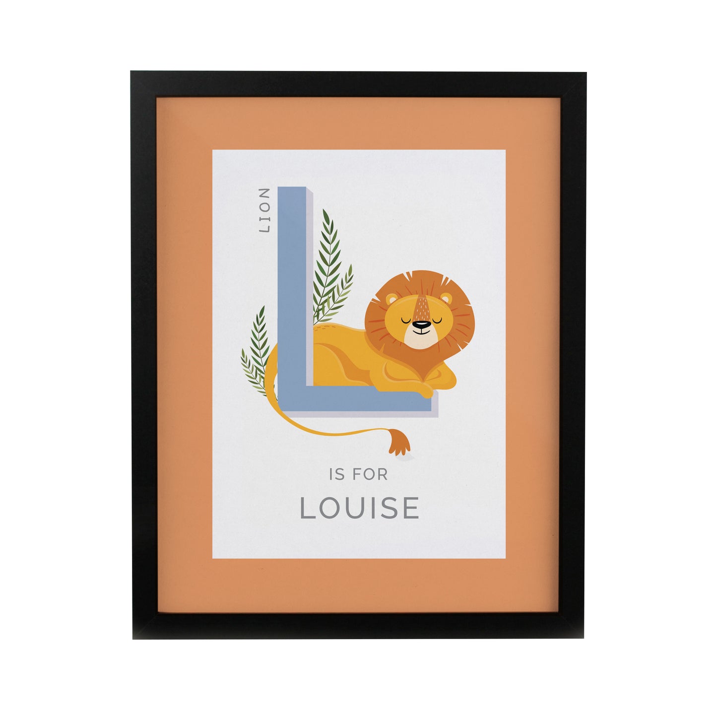 Personalised Animal Alphabet Black Poster Frame