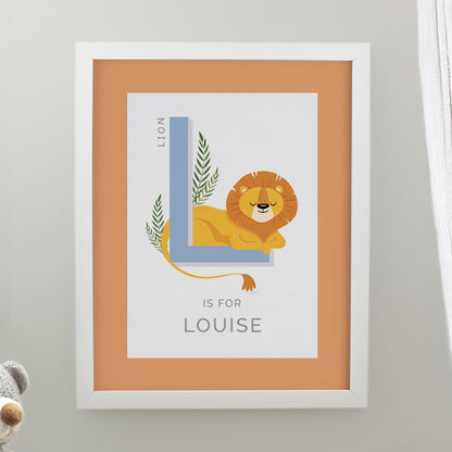 Personalised Animal Alphabet White Poster Frame