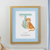 Personalised Animal Alphabet Oak Poster Frame