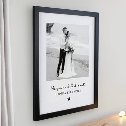 Personalised Heart Photo Upload Black Poster Frame