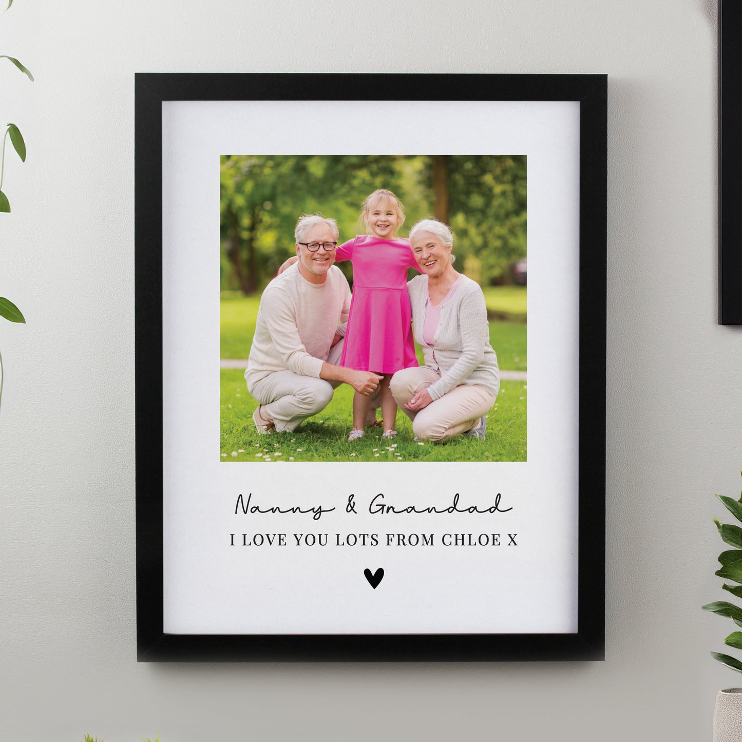 Personalised Heart Photo Upload Black Poster Frame