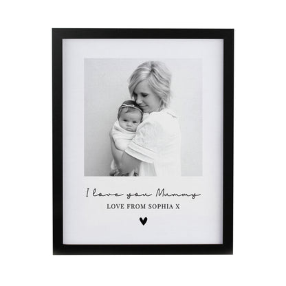 Personalised Heart Photo Upload Black Poster Frame