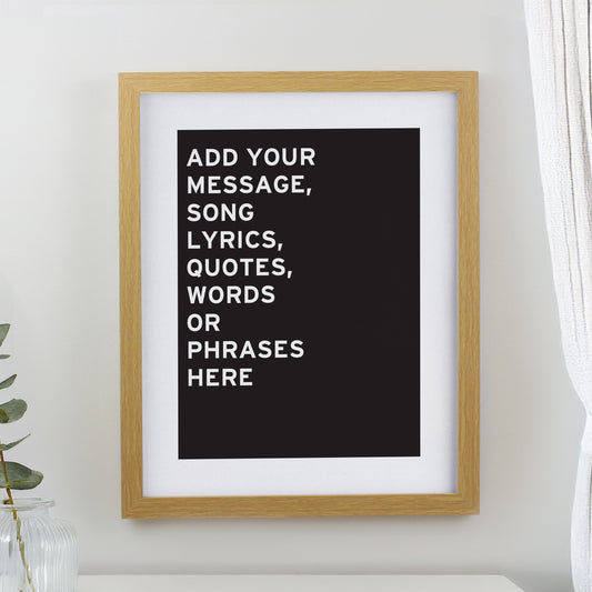 Personalised Typography Oak Poster Frame