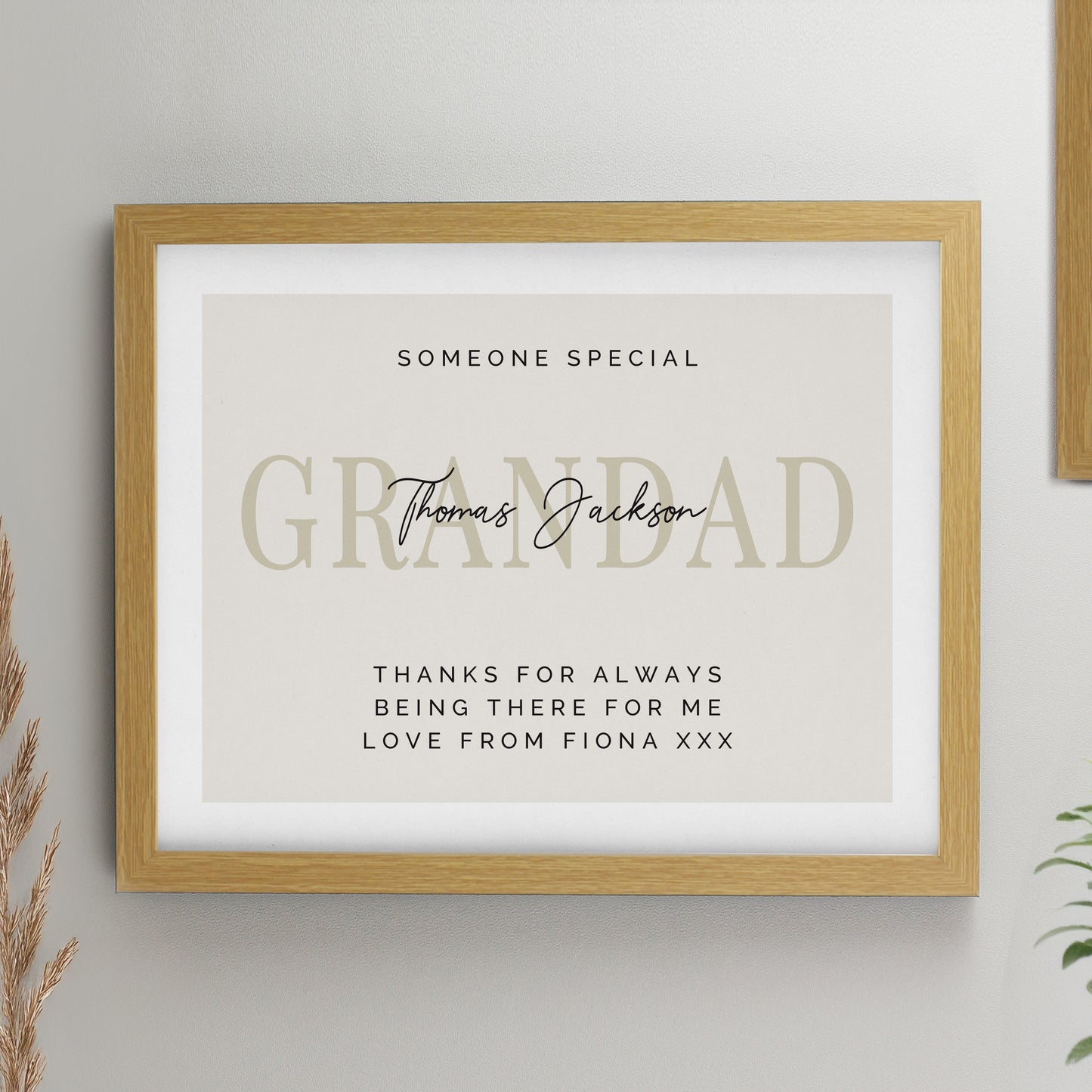 Personalised Free Text Oak Poster Frame