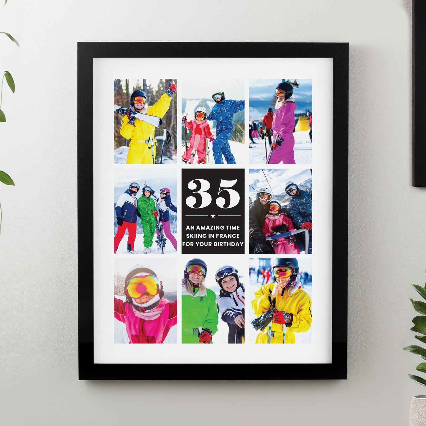 Personalised Big Number Multi Photo Upload Black Poster Frame