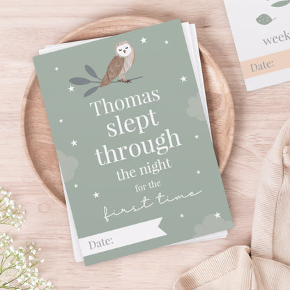 Personalised Woodland Animals Baby Milestone Cards