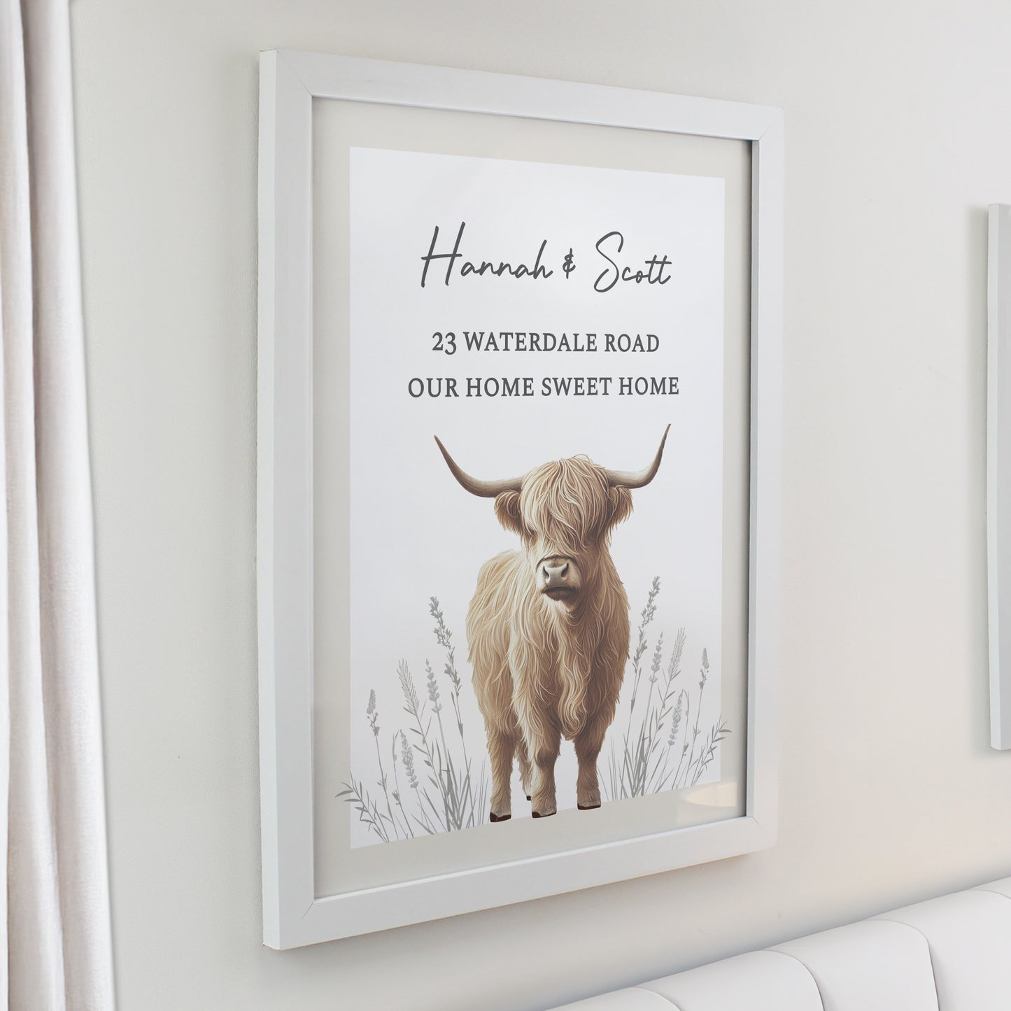 Personalised Highland Cow White Poster Frame