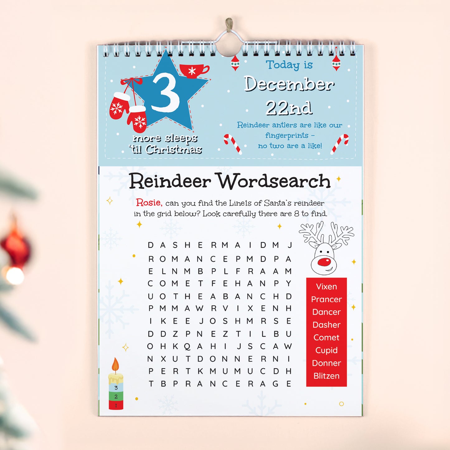 Personalised 24 Sleeps Christmas Activity Advent Calendar