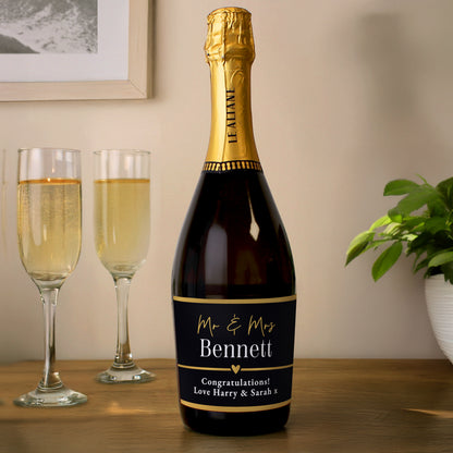 Personalised Black & Gold Free Text Prosecco