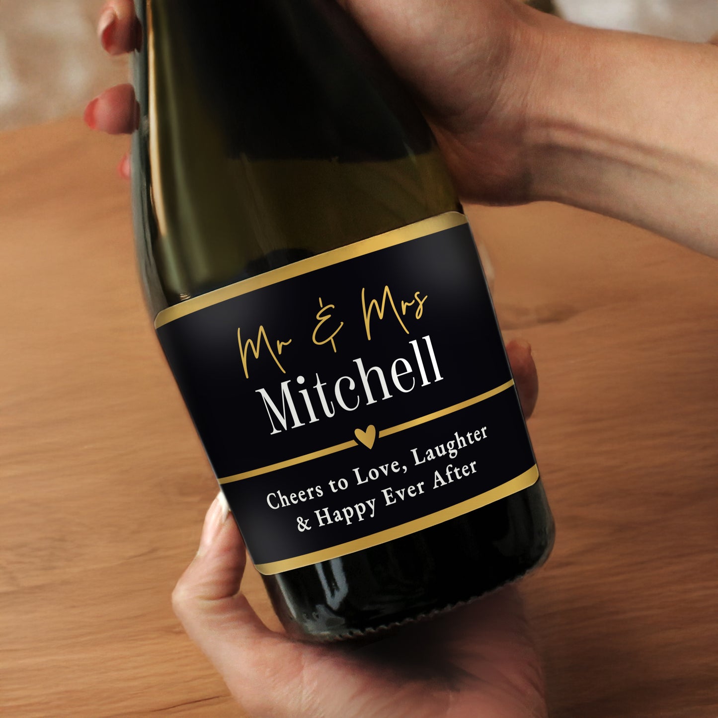 Personalised Black & Gold Free Text Prosecco
