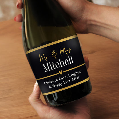 Personalised Black & Gold Free Text Prosecco