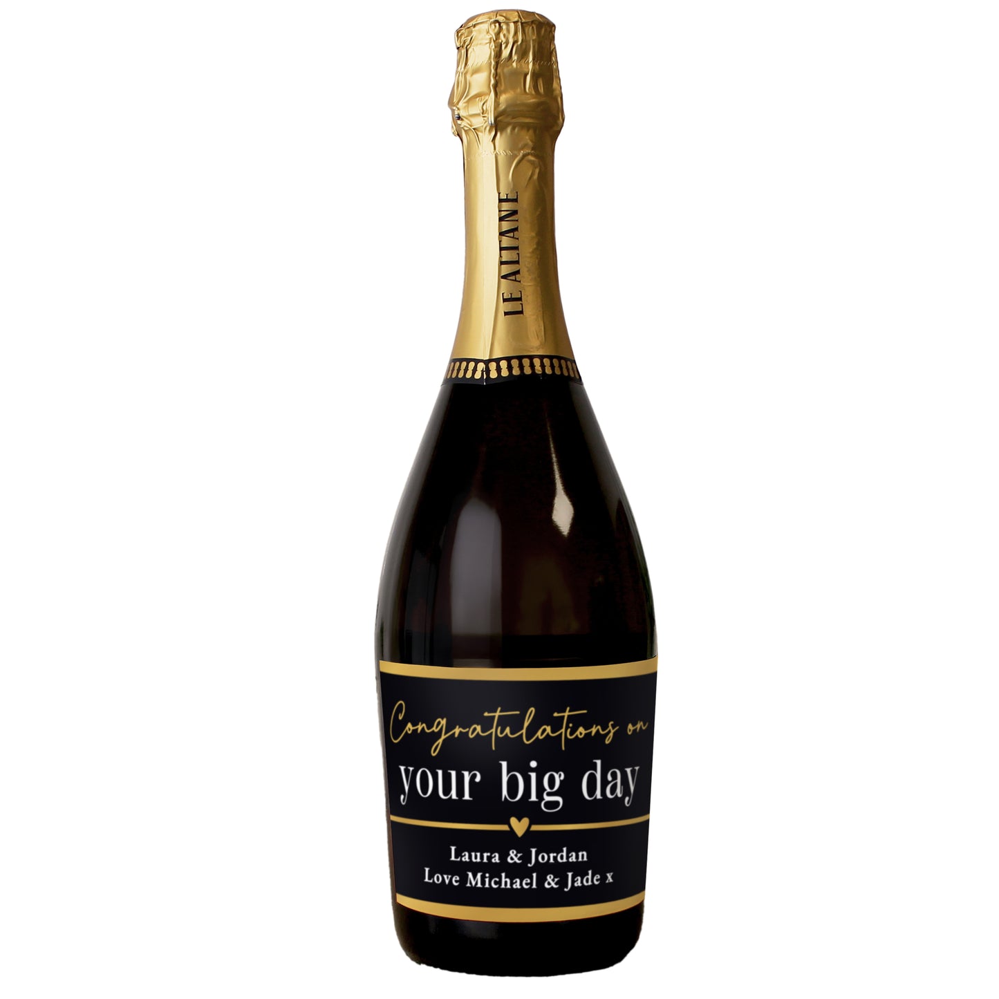 Personalised Black & Gold Free Text Prosecco