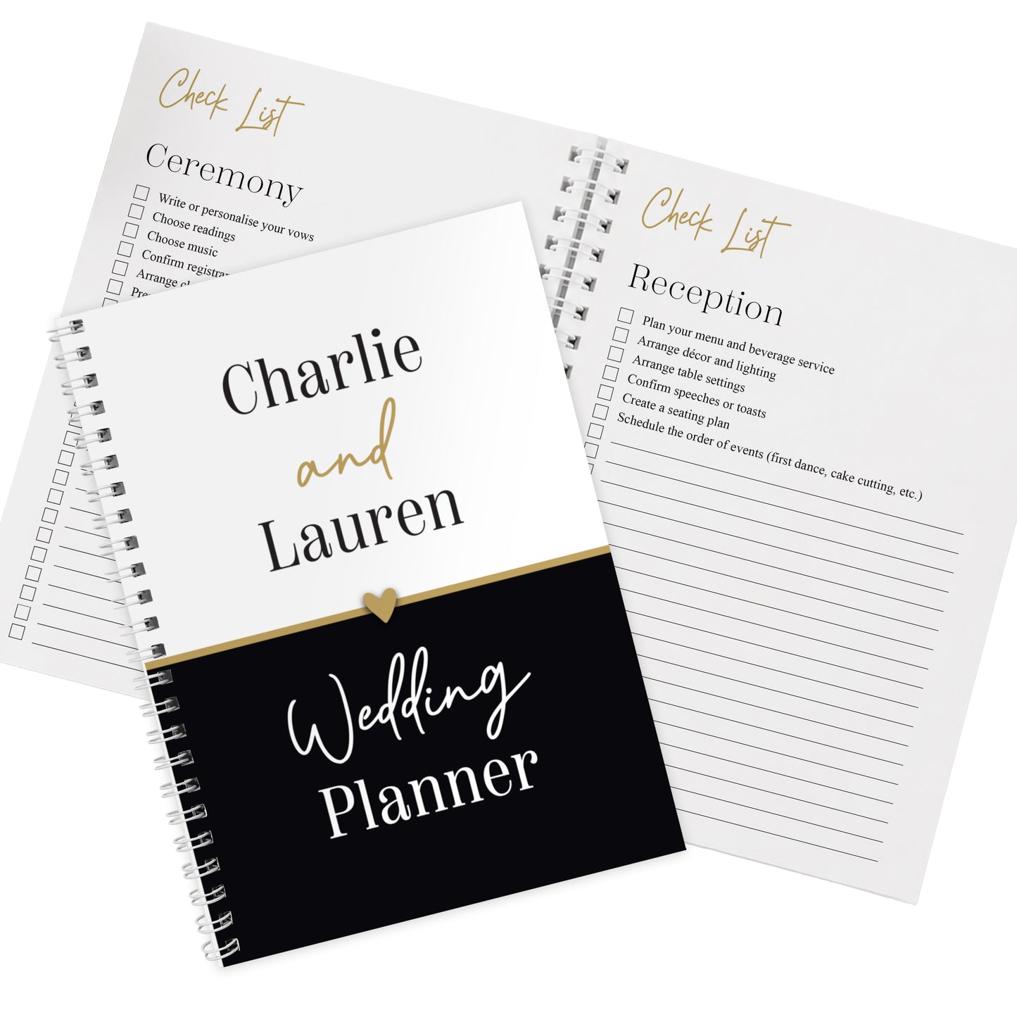 Personalised Black & Gold Inclusive A5 Wedding Planner