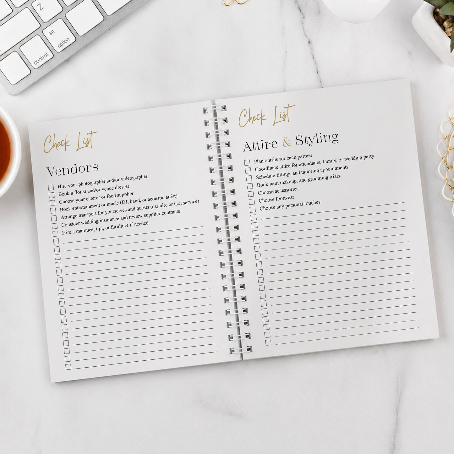 Personalised Black & Gold Inclusive A5 Wedding Planner
