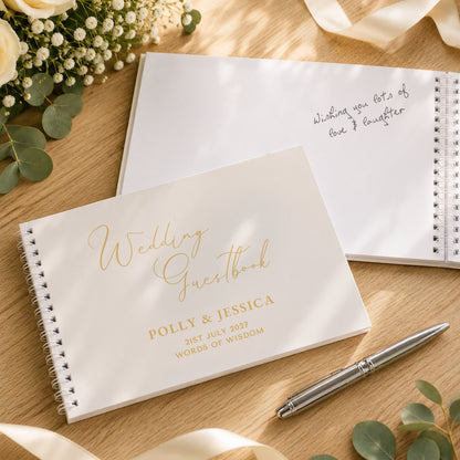 Personalised Off White Wedding Guest Book