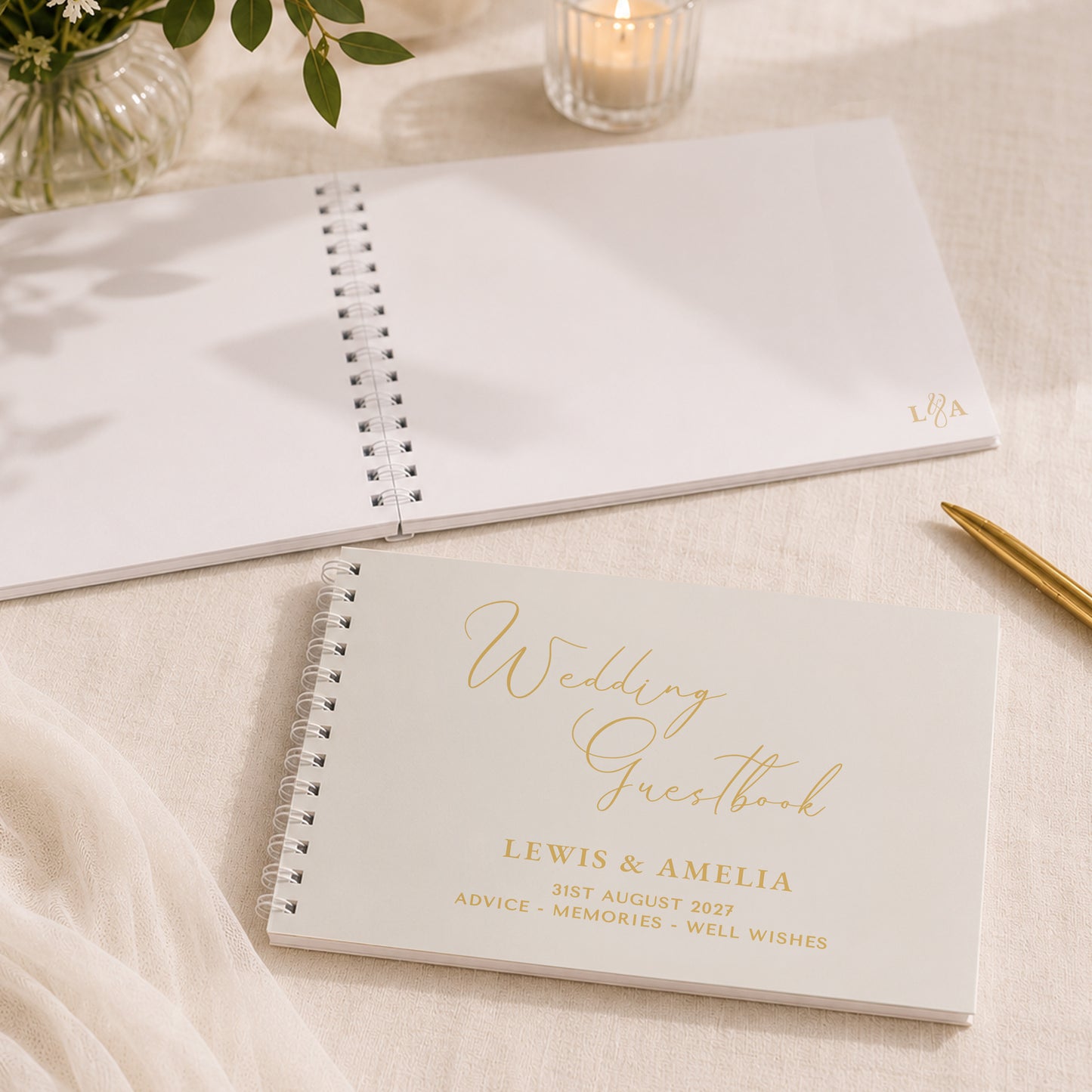 Personalised Off White Wedding Guest Book