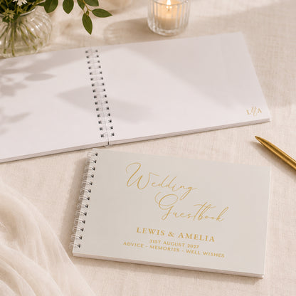Personalised Off White Wedding Guest Book