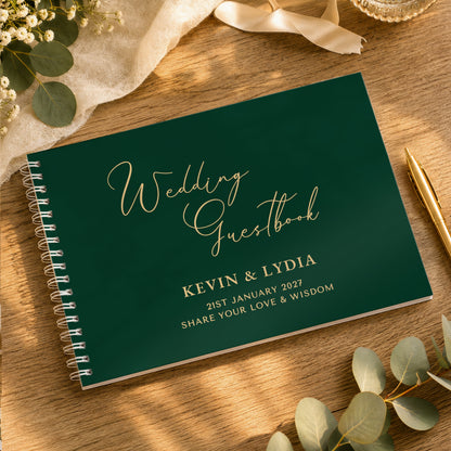 Personalised Dark Green Wedding Guest Book