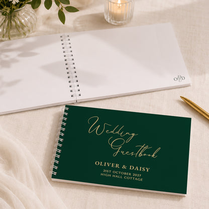 Personalised Dark Green Wedding Guest Book