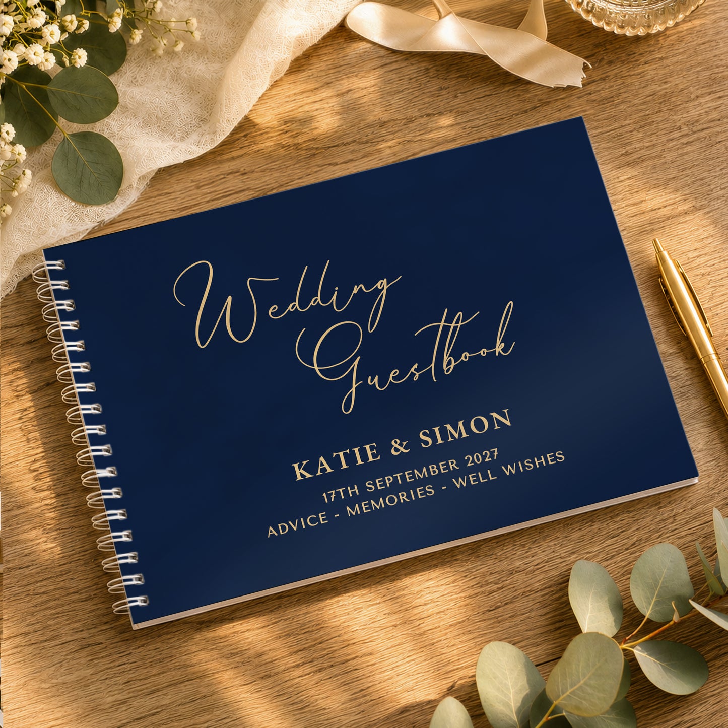 Personalised Navy Wedding Guest Book