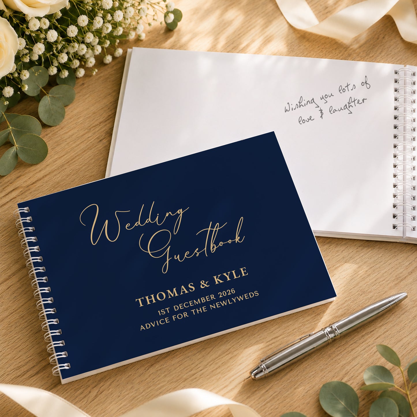 Personalised Navy Wedding Guest Book