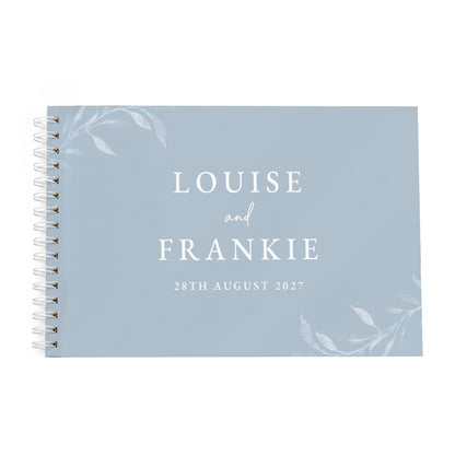 Personalised Botanical Baby Blue Wedding Guest Book