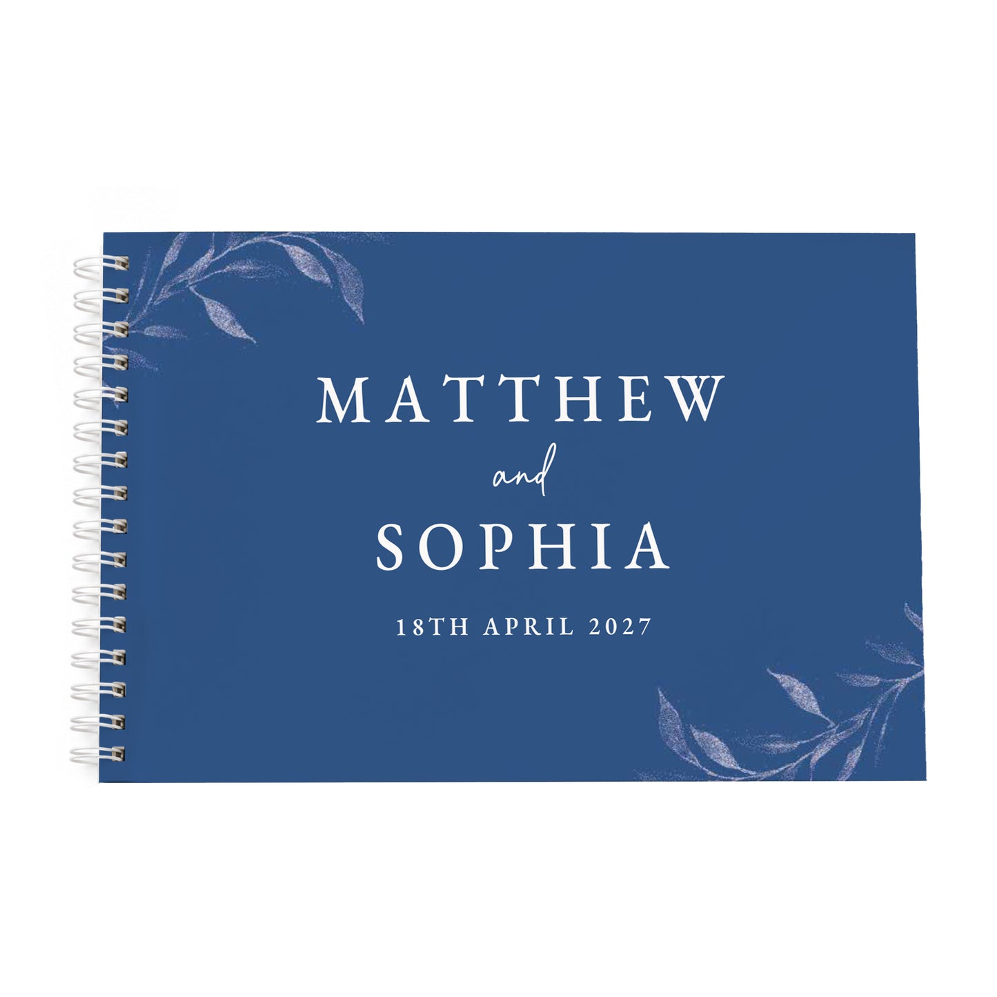 Personalised Botanical Cobalt Blue Wedding Guest Book
