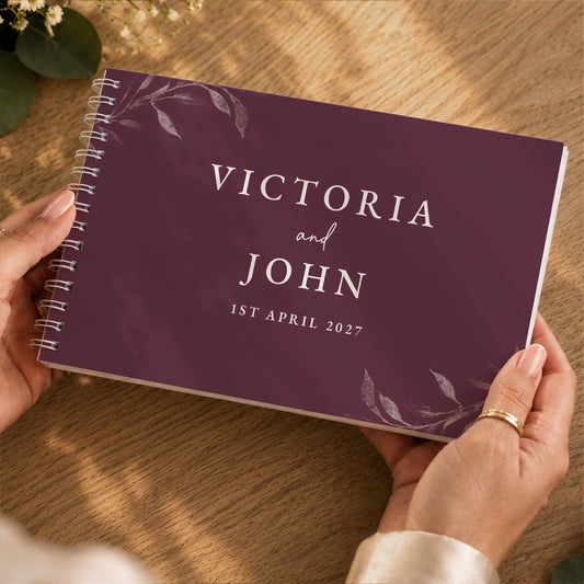 Personalised Botanical Plum Wedding Guest Book