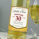 Personalised White Wine Vintage Age Label