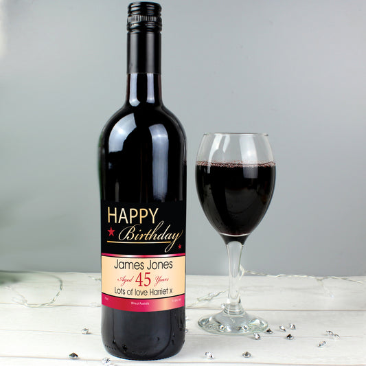 Personalised Happy Birthday Red Wine