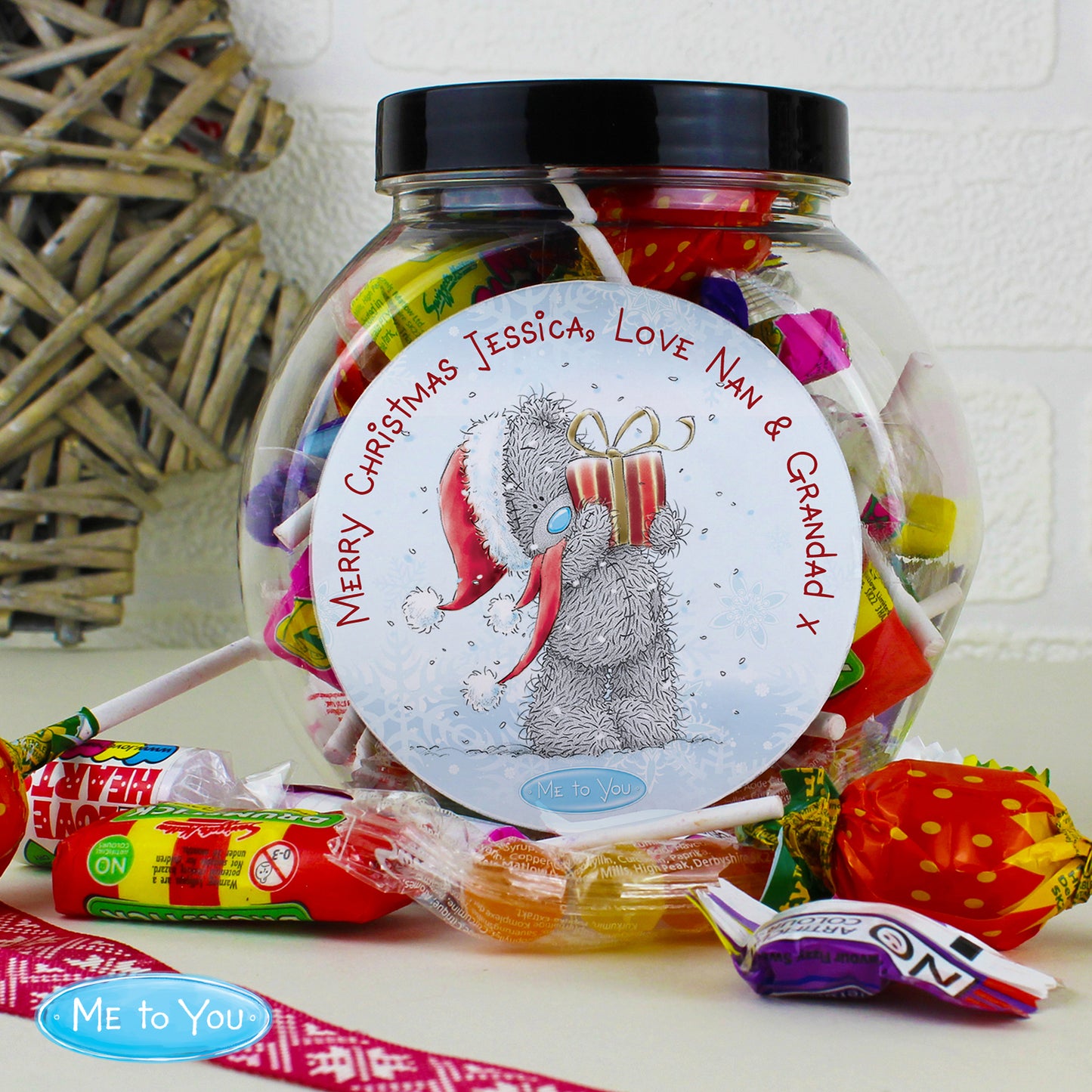 Personalised Me To You Christmas Sweet Jar