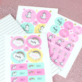 Personalised Baby Unicorn Sticker Set