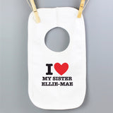 Personalised I HEART 0-3 Months Baby Bib