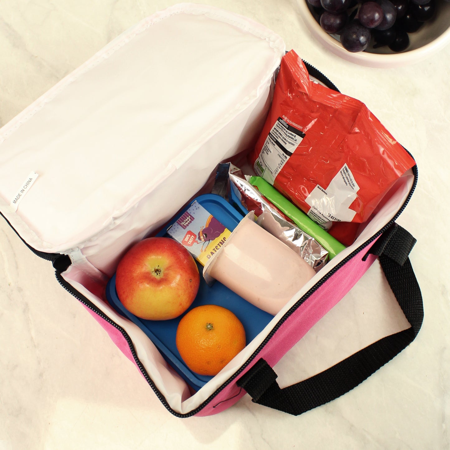 Personalised Gold Heart Pink Lunch Bag