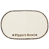 Personalised Brown Microfibre Paw Print Pet Bowl Mat