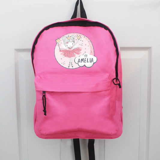 Personalised Princess Ballerina Pink Backpack