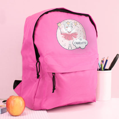 Personalised Princess Ballerina Pink Backpack