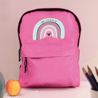Personalised Pastel Rainbow Pink Backpack