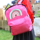 Personalised Pastel Rainbow Pink Backpack