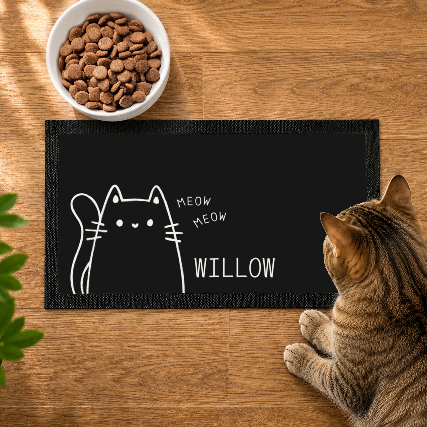 Personalised Cartoon Cat Bowl Mat
