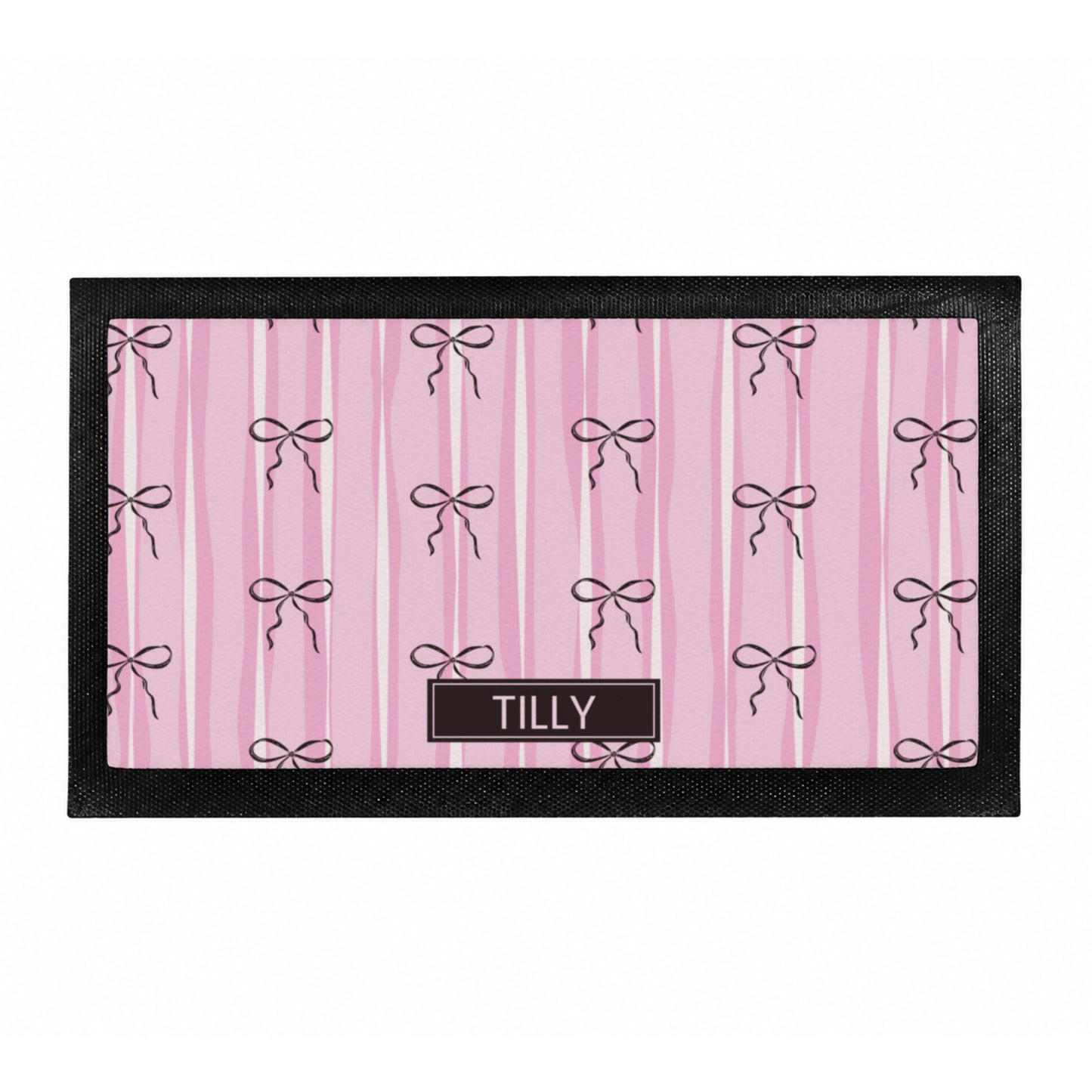 Personalised Pink Bow Pet Bowl Mat
