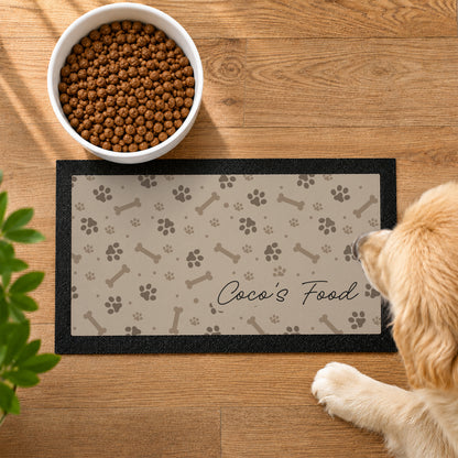 Personalised Brown Dog Icons Pet Bowl Mat