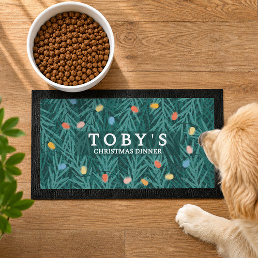 Personalised Christmas Pet Bowl Mat